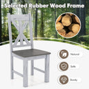 Farmhouse Chair Set of 2 with Rubber Wood Frame and Elegant Hollowed Backrest-Gray by LJGDeals
