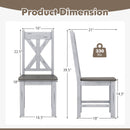 Farmhouse Chair Set of 2 with Rubber Wood Frame and Elegant Hollowed Backrest-Gray