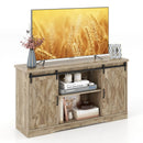 Farmhouse Entertainment Center with Adjustable Shelves and Storage Cabinet-Gray by LJGDeals