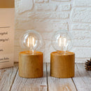 6.5" Tall Ceramic Set of 2 Wood Grain Table Lamp
