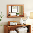 Farmhouse Wall Mirror with Shelf and Teak Wood Frame by DirectDeals