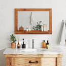 Farmhouse Wall Mirror with Shelf and Teak Wood Frame by DirectDeals