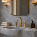Widespread 3 Holes Solid Unlacquered Brass Faucet - Vanity Sink Faucet