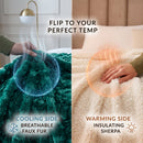 DaDa Bedding Mermaid Scales Emerald Green Blue w/ Sherpa Backside Faux Fur Throw Blanket (BL-171805)