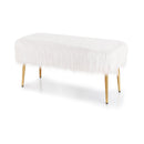 Upholstered Faux Fur Vanity Stool with Golden Legs for Makeup Room