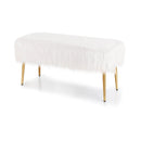 Upholstered Faux Fur Vanity Stool with Golden Legs for Makeup Room by LJGDeals
