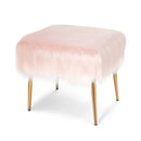 Faux Fur Vanity Stool with Golden Metal Legs for Makeup Room by LJGDeals