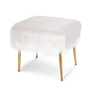 Faux Fur Vanity Stool with Golden Metal Legs for Makeup Room