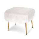 Faux Fur Vanity Stool with Golden Metal Legs for Makeup Room by LJGDeals