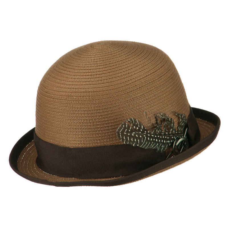 Women's Feather Bowler Fedora