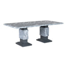 Michelle - Dining Table With Double Pedestal Marble Detailing - Gray by Unique Piece Furniture