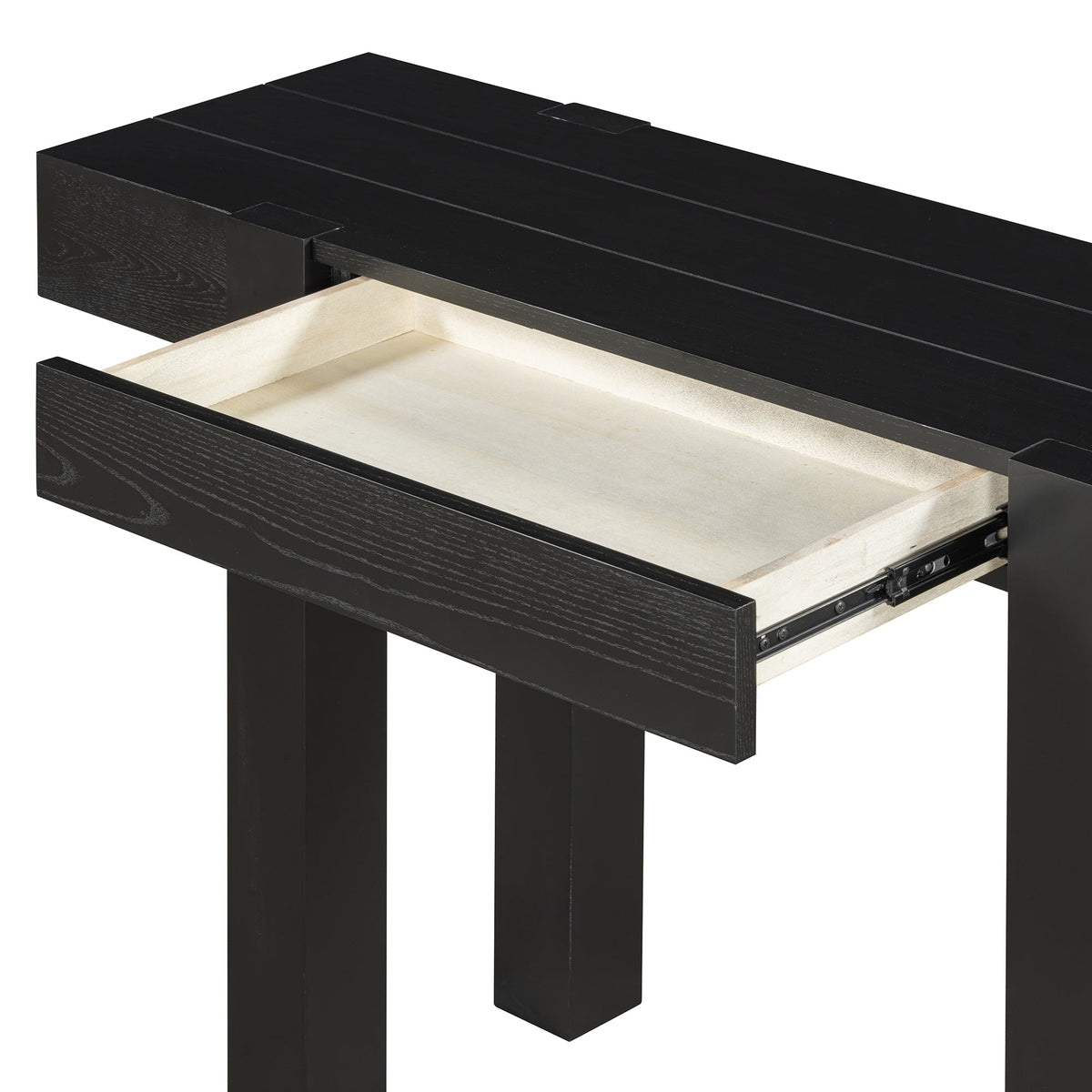 TREXM Rustic Minimalist Console Table with Hidden Drawer, Side Power Outlet, photo 6 of 10