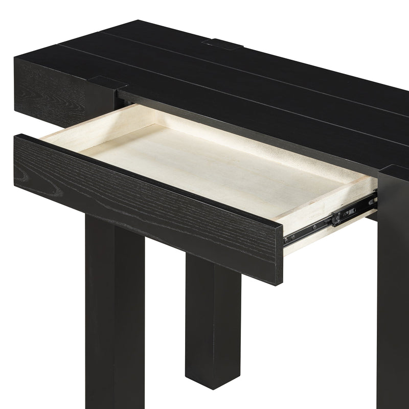 TREXM Rustic Minimalist Console Table with Hidden Drawer, Side Power Outlet, photo 6 of 10