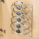 Mounted Pot Lid Rack Pot Cover Organizer Holder for Cabinet Door Wall 5 Lids