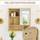 Natural Wood Finish Wall Mounted Mirror Cabinet