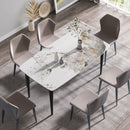Modern Artificial Stone Pandora Curved Leg Dining Table 6 People - Antique White by HouseOfZazla