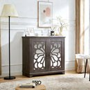 Elegant Sideboard With 2 Acrylic Mirrored Doors, Adjustable Shelf Storage by HouseOfZazla