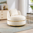 360 Degree Swivel Accent Chair Velvet Modern Upholstered Barrel Chair Over-Sized Soft Chair with Seat Cushion for Living Room, Bedroom, Office, Apartment, Beige