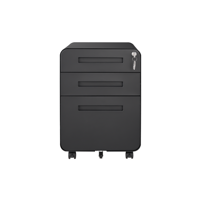 3 Drawer Mobile File Cabinet Under Desk Office,Simple Style Versatile Storage Cabinet for Legal/Letter/A4 Files, 5 Wheel Design Anti-Tilting Cold Rolled Steel Waterproof Moisture-Proof Black