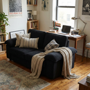 Black Velvet Compact Sofa with Hidden Storage