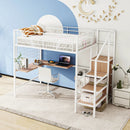 Loft Bed With Desk And Grid, Stylish Frame With Lateral Storage Ladder And Wardrobe by HouseOfZazla