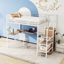 Loft Bed With Desk And Grid, Stylish Frame With Lateral Storage Ladder And Wardrobe by Unique Piece Furniture