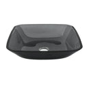 Square Vessel Sink For Bathroom, Above Counter Design With Pop Up Drain, Smooth Rounded Edges - Gray