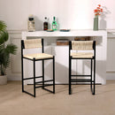 Bar Stools Paper Rope Weave Dining Chairs With Back Hand Weave Stools For Kichen Island, Bar & Counter (Set of 2) by HouseOfZazla