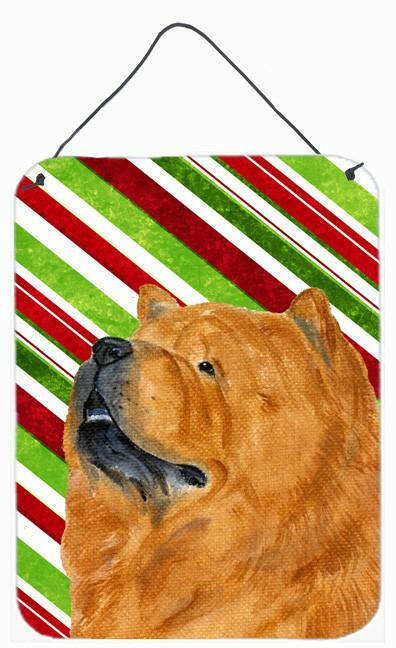 Chow Chow Candy Cane Holiday Christmas Metal Wall or Door Hanging Prints