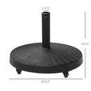 50 lbs. Umbrella Base, 20.5", Round Heavy Duty Umbrella Stand with Wheels for 1.5" or 2" Umbrella Poles, Patio Market Stand for Outdoor, Lawn, Deck, Poolside, Black