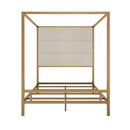Canopy Bed With Tall Upholstered Headboard, 4 Poster Frame