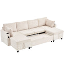 Sectional Sofa Bed With Pull Out Sleeper, USB Ports, Cup Holders by HouseOfZazla
