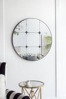 Traditional Decor Style Round Antique Glass Wall Mirror, Wall Decor For For Bathroom Entryway Console Lean Against Wall - Black by HouseOfZazla