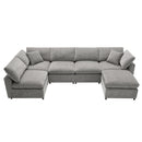Modern Modular Cloud Sofa Bed, 6 Seat Sectional Couch Set With Ottoman, Free Combination, Convertible U Shaped Sleeper Sofa For Living Room