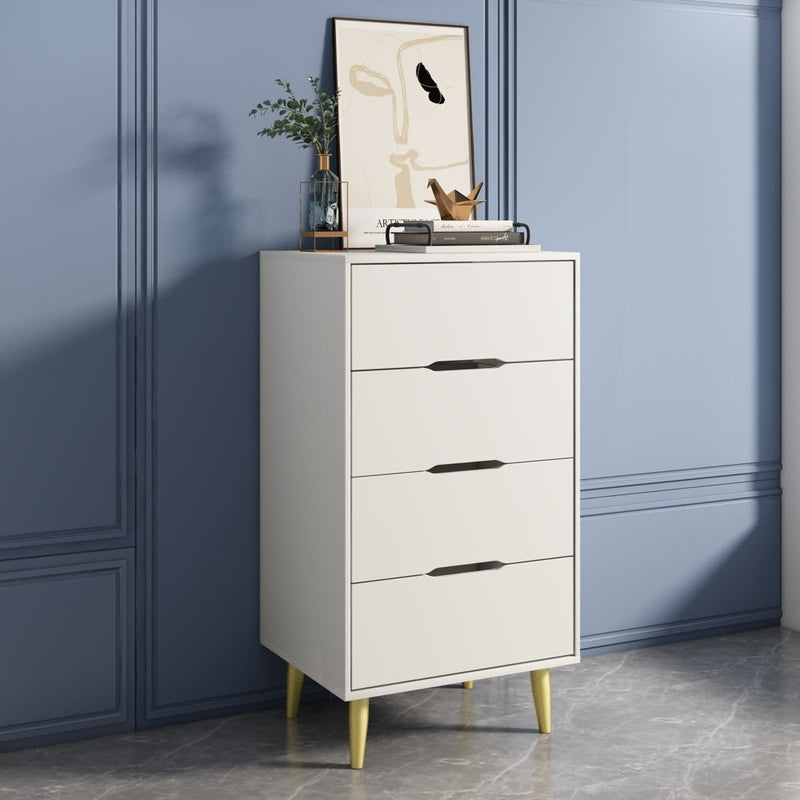 4 Drawer Dresser, Drawer Chest, Tall Storage Dresser Cabinet Organizer Unit with Metal Legs for Bedroom, Living Room, Closet (White/4 Drawer)