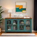 Elegant 4 Door Cabinet With Tempered Glass Doors