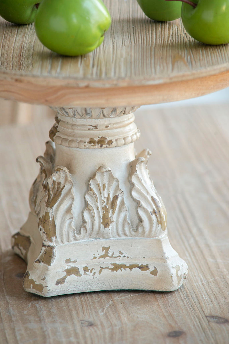 Cake Stand, Wood Cake Plate With Magnesium Base - Cream / Brown, photo 9 of 9