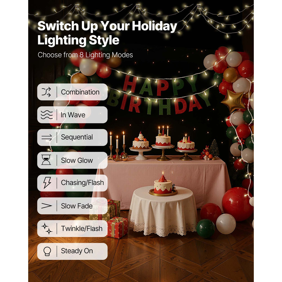 LED Christmas String Lights, 200 LED, 76 Ft Connectable Warm, photo 7 of 10