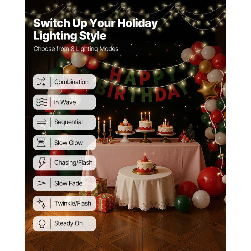 LED Christmas String Lights, 200 LED, 76 Ft Connectable Warm, photo 7 of 10