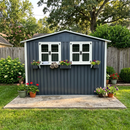 6x9 FT Outdoor Metal Storage Shed with Window & Flower Rack by HouseOfZazla