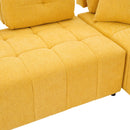 91.73" L-shaped Sofa Sectional Sofa Couch with 2 Stools and 2 Lumbar Pillows for Living Room, Yellow