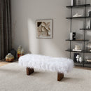 Henley - Fur Bench - White Khaki by Unique Piece Furniture