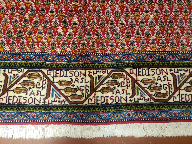 6x9 Finely Woven Turkish Tribal Rug, Boteh/Paisley Pattern, Red & Beige Area Rug, Vintage Wool Carpet, Entryway Rug, Hand-Knotted Foyer Rug