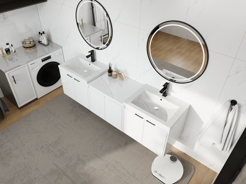 72" Bathroom Vanity With Resin Sink, Soft Close Doors and 1-Side Cabinet, photo 5 of 10
