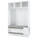 5-in-1 Entryway Bench with Coat Rack, Cushion and 3 Sturdy Hooks, 47.2" Wide Hall Tree with Shoe Storage Bench for Hallway, Entryway, Living Room