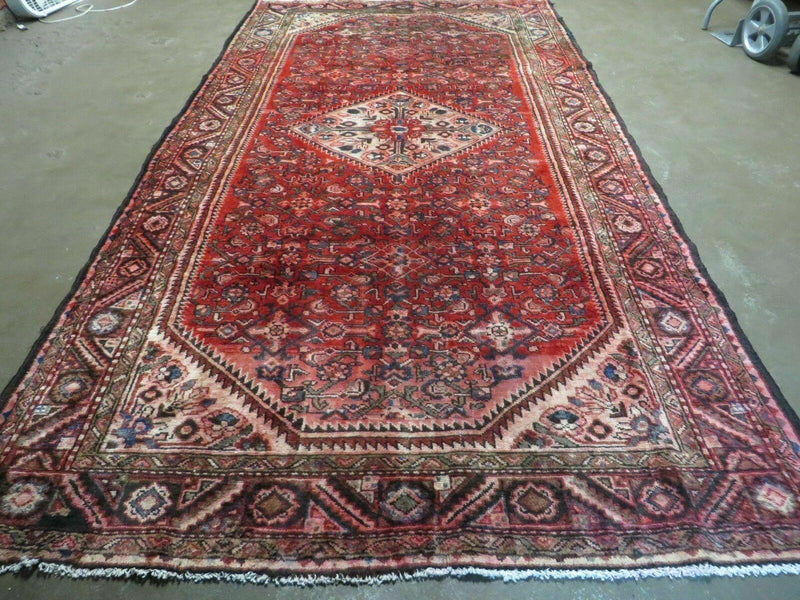 5' 6" X 10' Antique Handmade India Floral Oriental Wool Rug Veg Dyes Red Nice