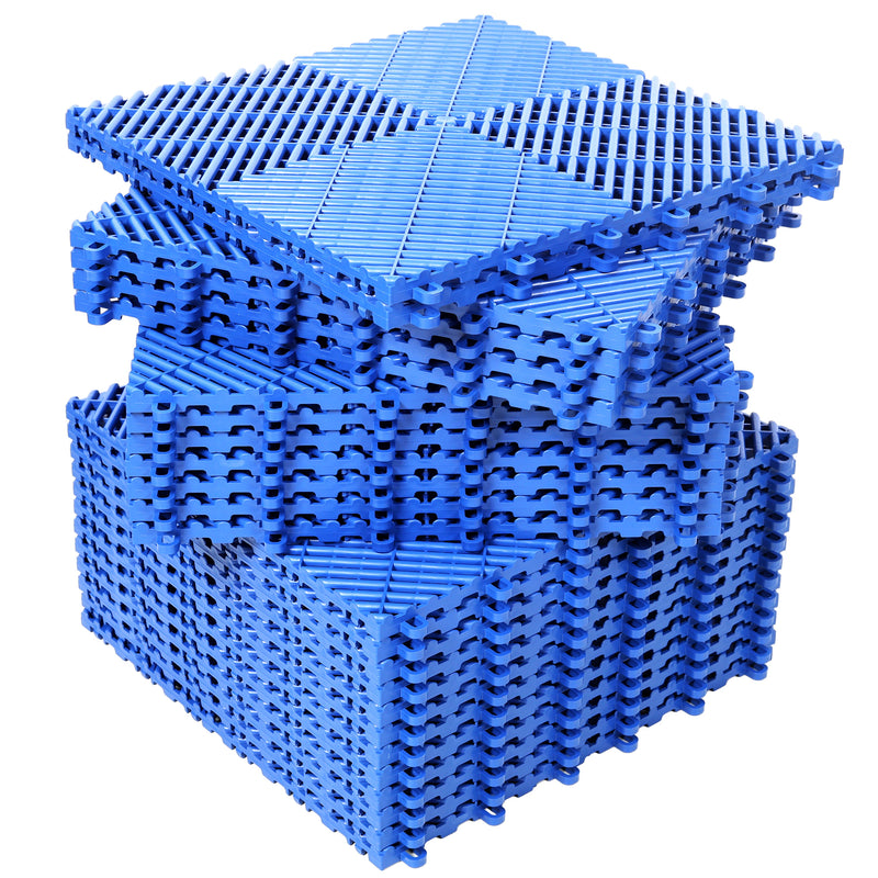 Interlocking Plastic Garage Floor Tiles, 15.6-Inch, Set of 25, Blue