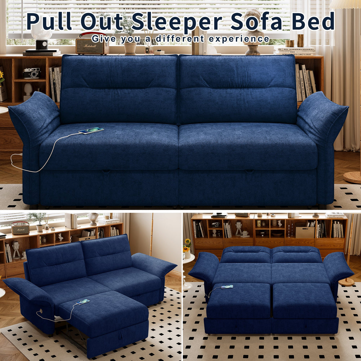 Multi-Functional 85-Inch Convertible Sofa Bed, photo 4 of 10