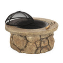 Outdoor 34" Lightweight Concrete Wood Burning Fire Pit - Stone Gray