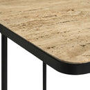 Travertine Accent Table Geometric Design - Brown